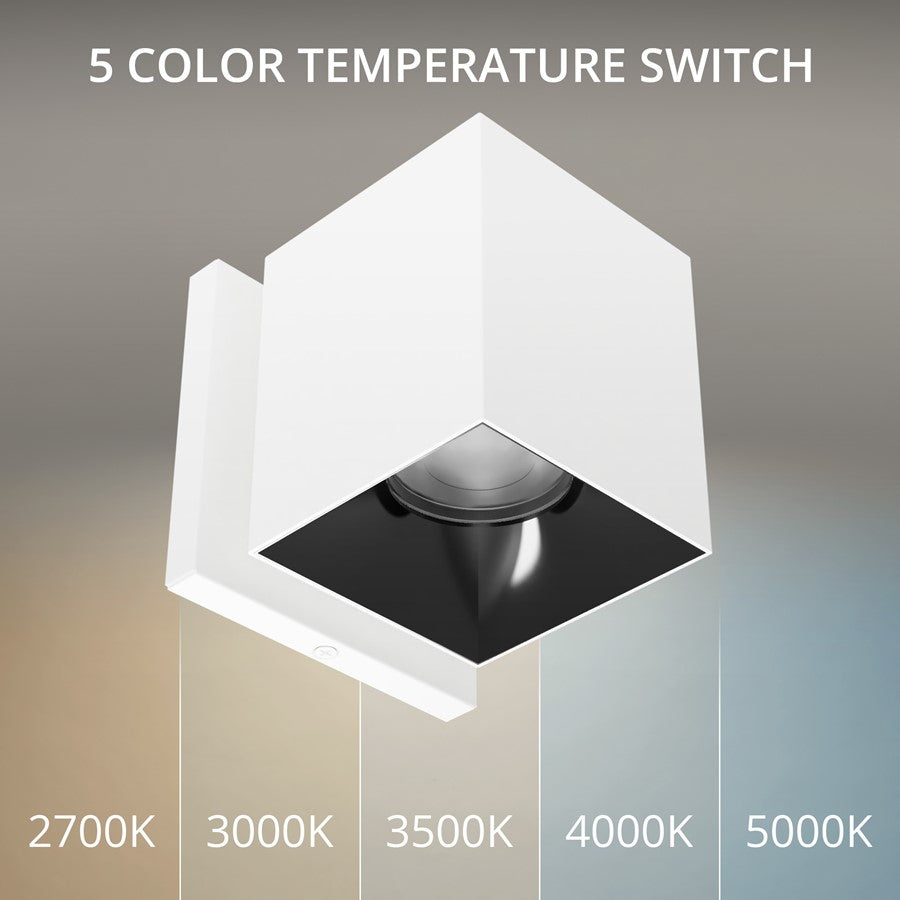 WAC Zoron 1Lt 3.5" Square Outdoor Wall Light, Narrow Beam/White Black