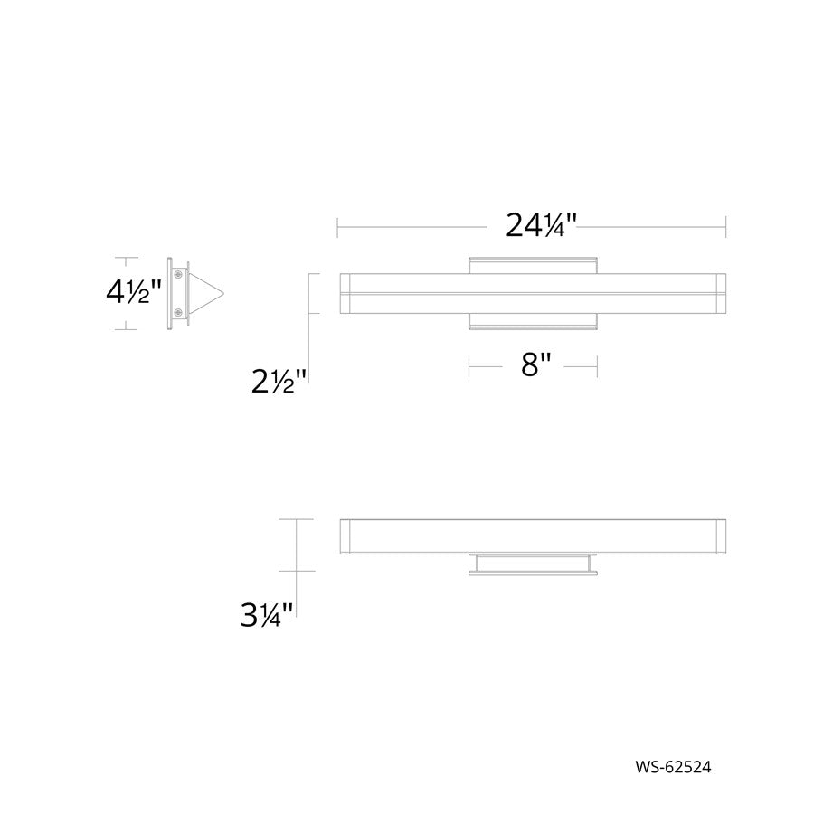 dweLED Boulevard 1Lt 24" Bath Vanity/Wall/3500K, Brass/White