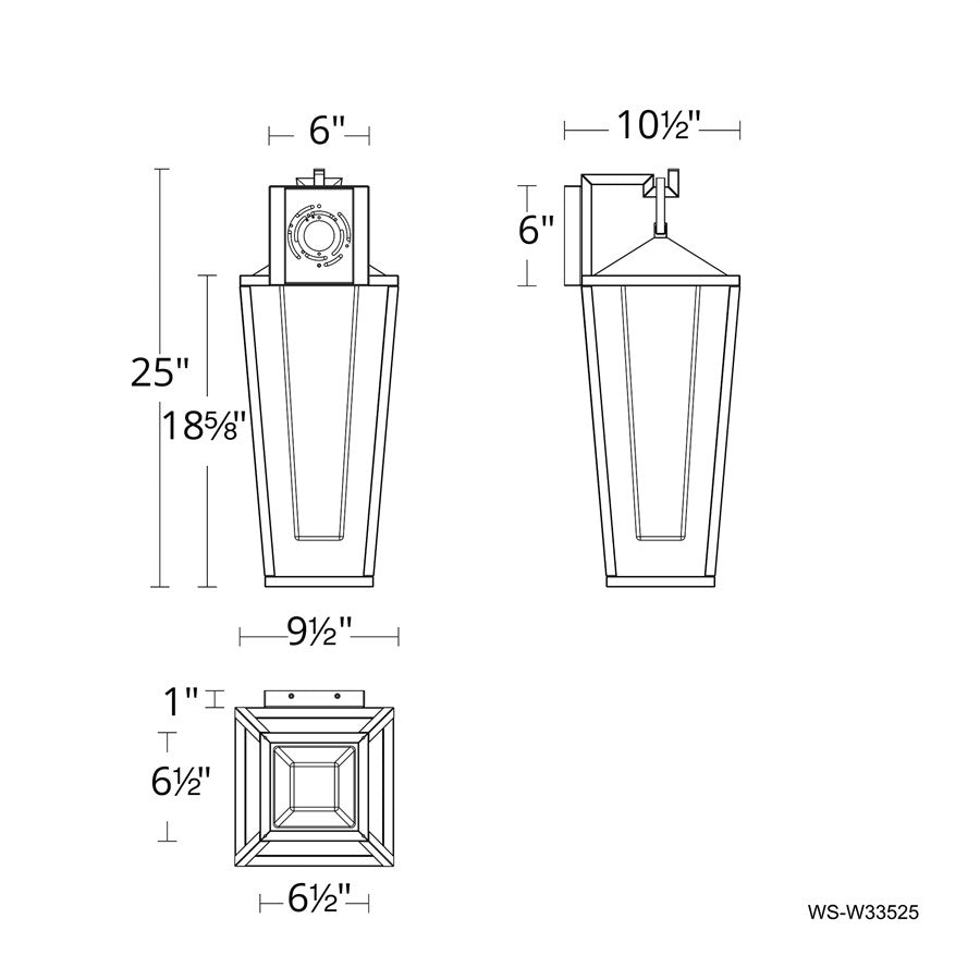 dweLED Manchester 1Lt 25" Outdoor Wall/3500K, Black/Clear