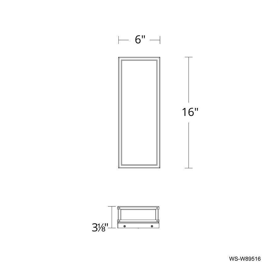 dweLED Beech 1 Light 16" Outdoor Wall Light/3500K, Black/Clear