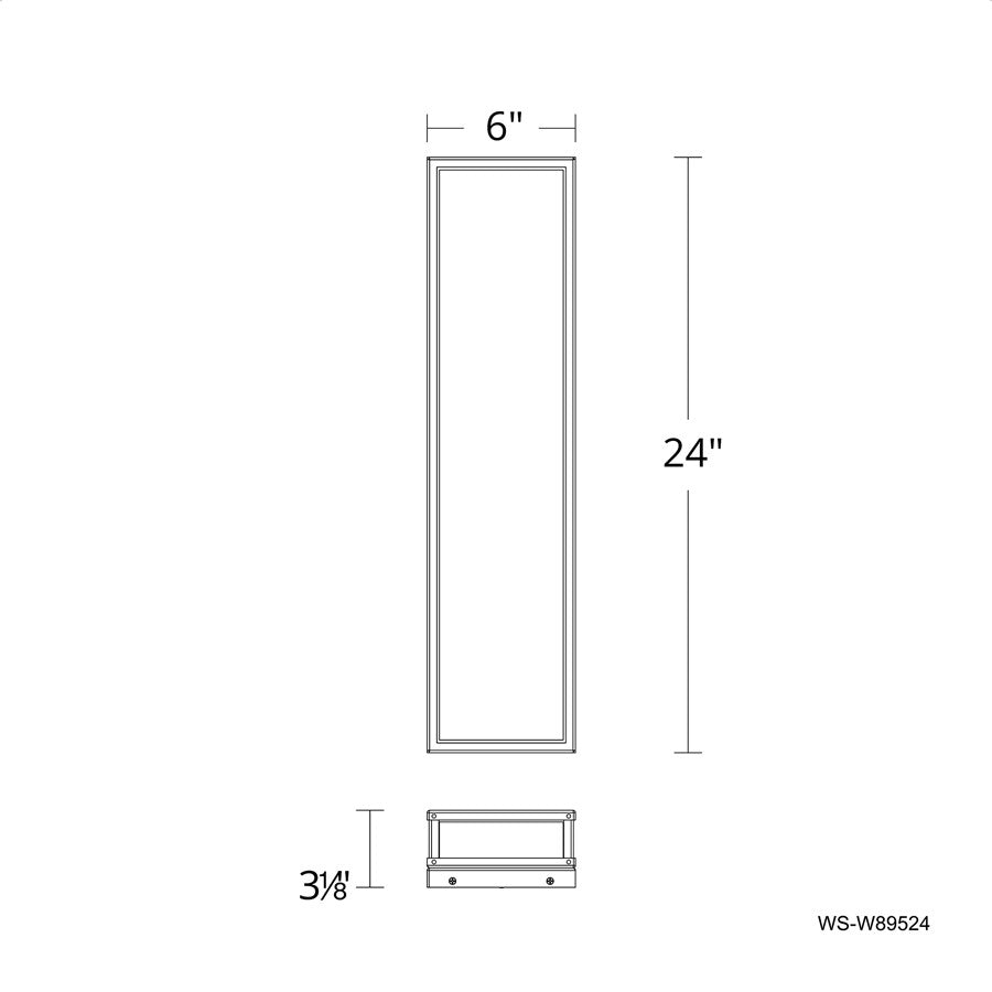 dweLED Beech 1 Light 24" Outdoor Wall Light/3500K, Black/Clear