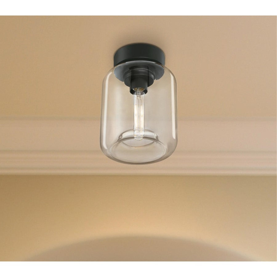 Westinghouse Judd 1 Light SemiFlush, Matte Black/Clear Glass