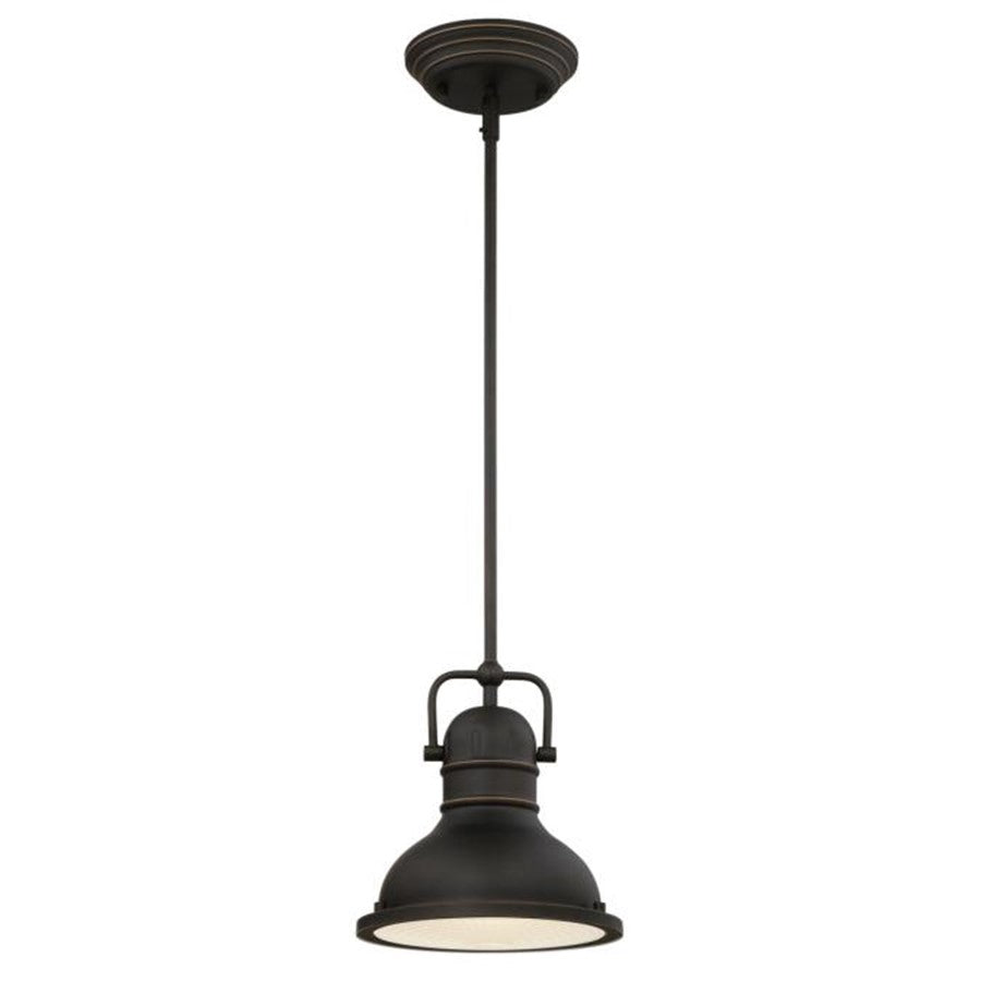 Westinghouse Boswell 8in 1-Light Pendant | Vintage Oil Rubbed Bronze and Frosted Prismatic Lens | Kitchen Island & Dining Room | Model 63082A