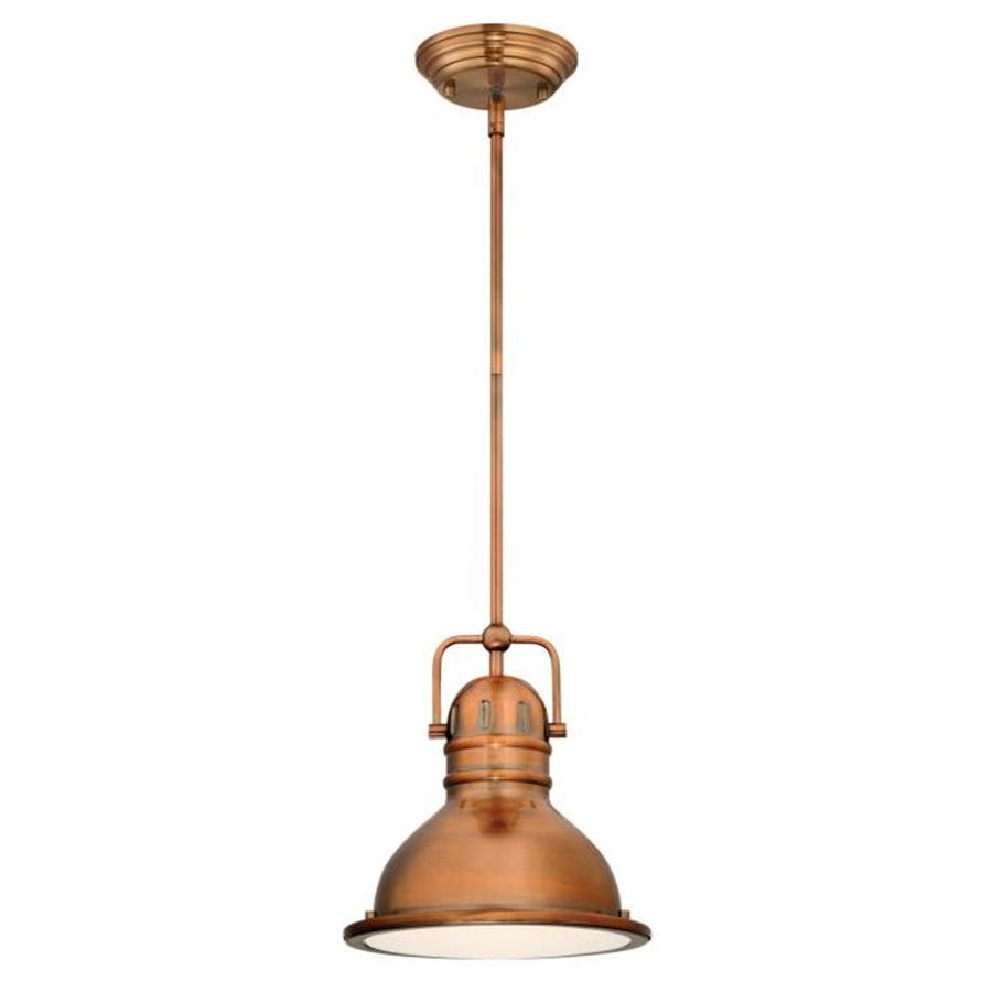 Westinghouse Boswell 9in 1-Light Pendant | Industrial Washed Copper and Frosted Prismatic Lens | Kitchen Island & Dining Room | Model 63084A