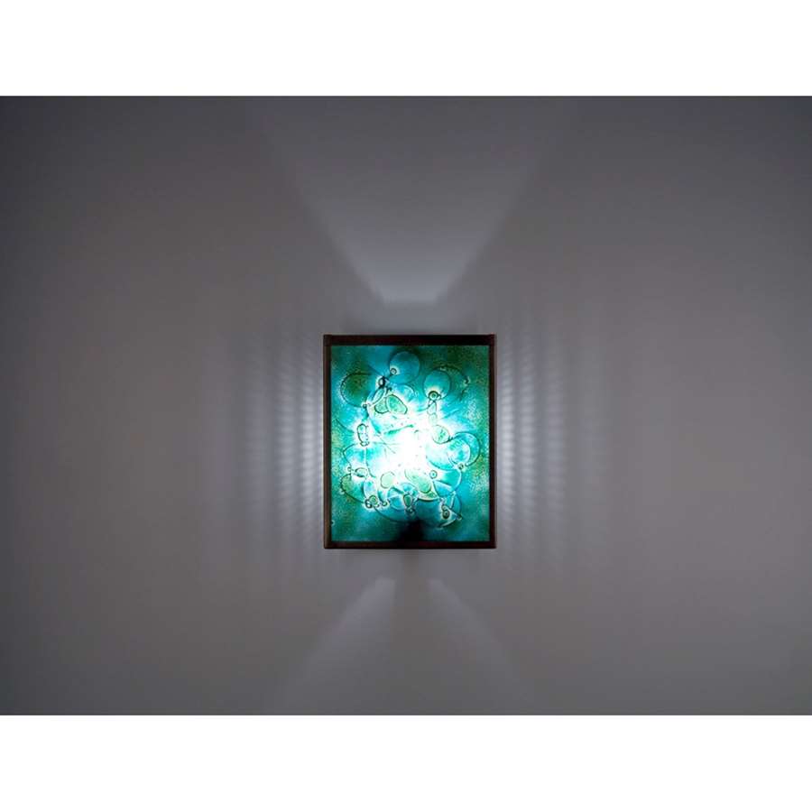 WPT Design FN 8in 1-Light Wall Sconce | Bronze Steel and Wired Blue Glass | Hallway & Bedroom Accent | 8 x 4 x 10 in | Model FN2-BZ-WB-I