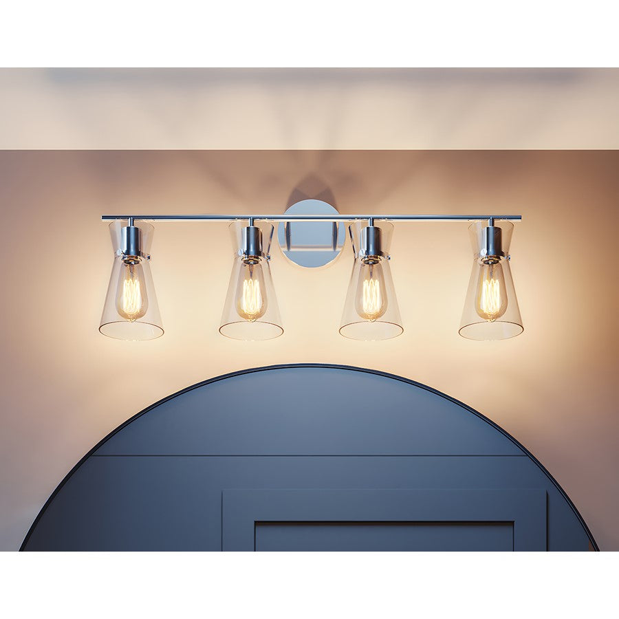 4 Light Bathroom Vanity Light, Medium Base, Chrome
