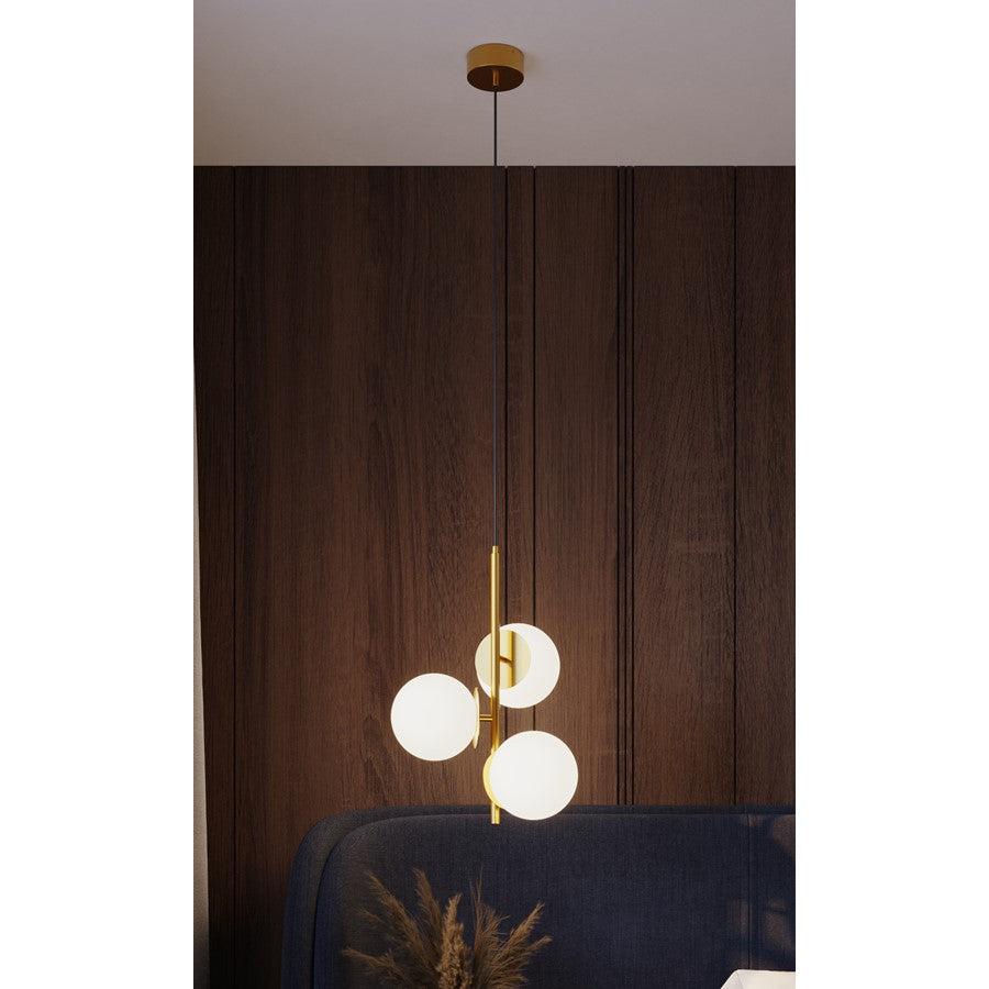 AFX Lighting Arren 3 Light Pendant, Light Antique Brass/White
