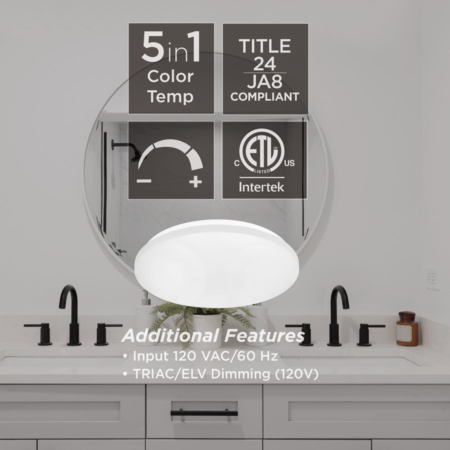 AFX Lighting Aurora 1 Light 19" Flush Mount, White/White