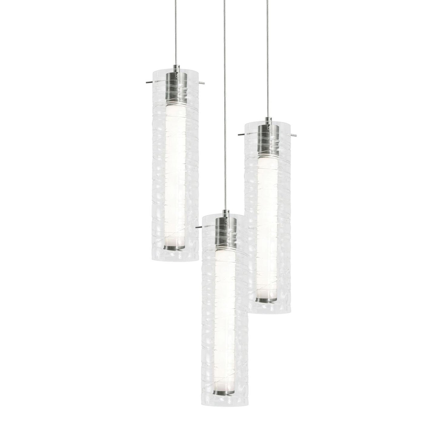 AFX Lighting Bari 3Lt 18" Multi Pendant, Satin Nickel/Clear