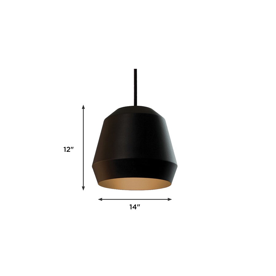 AFX Lighting Bronx Lt 14" Medium Pendant, Gold/Black