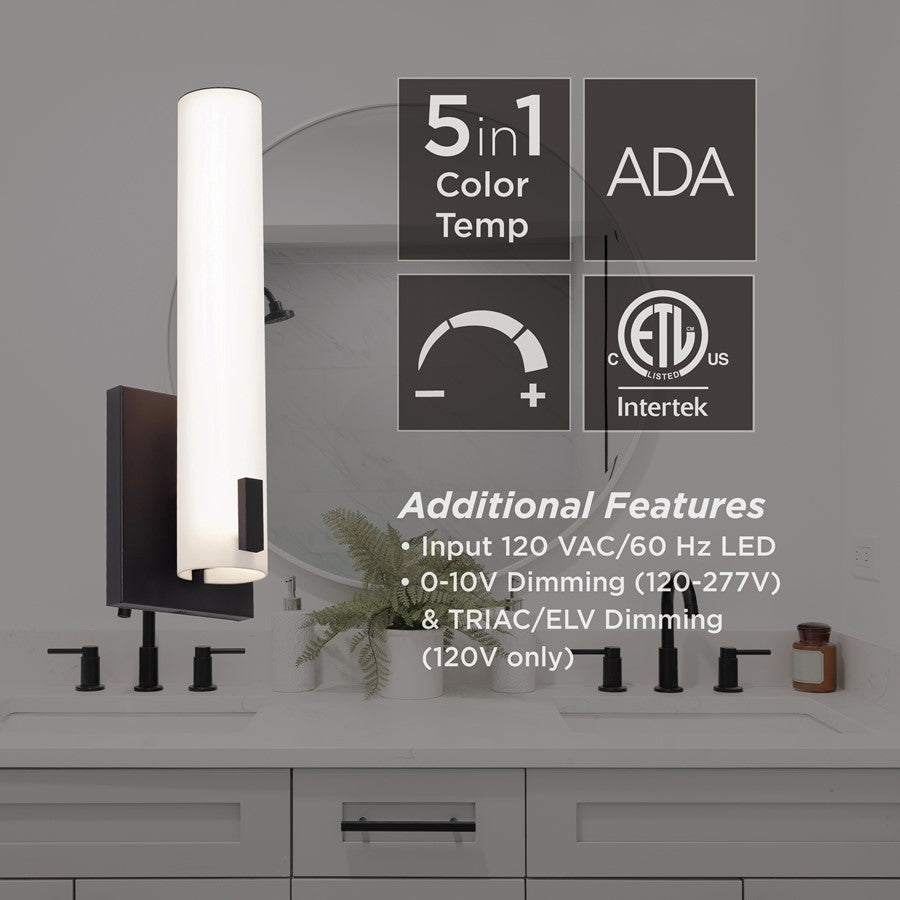 AFX Lighting Bowen 1 Light 14" LED Wall Sconce, Black/White