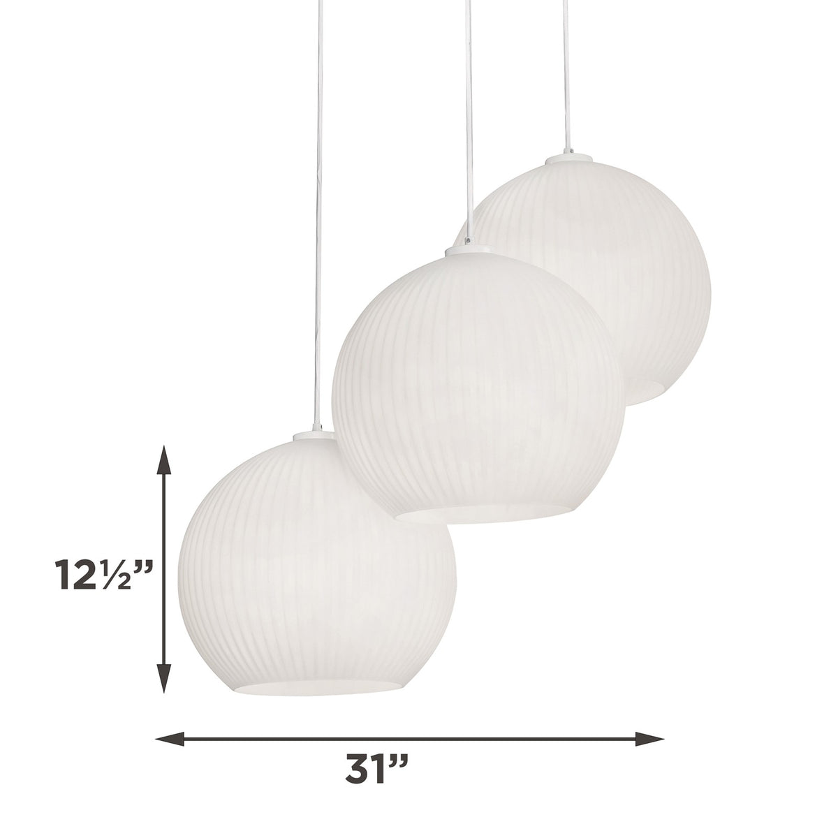 AFX Lighting Cleo 48in 3-Light Linear Pendant | Contemporary White Steel and Frosted Glass | Kitchen Island & Dining Room | Model CLEP13WHLNR3