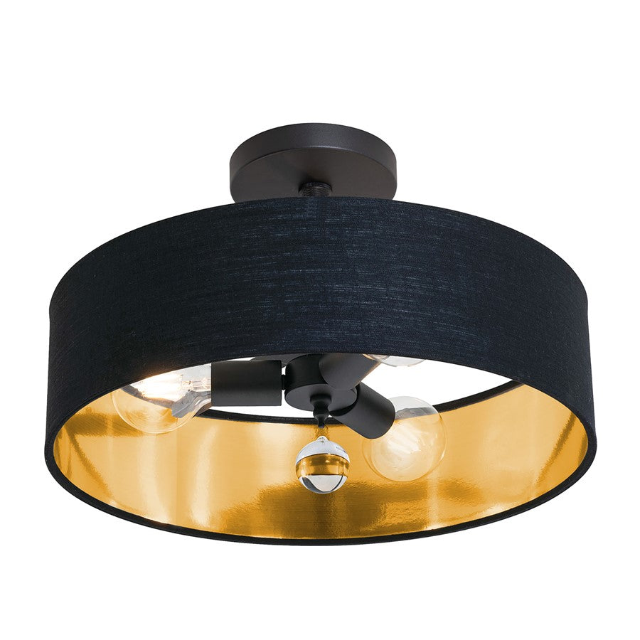 3 Light 18" Pendant, Black