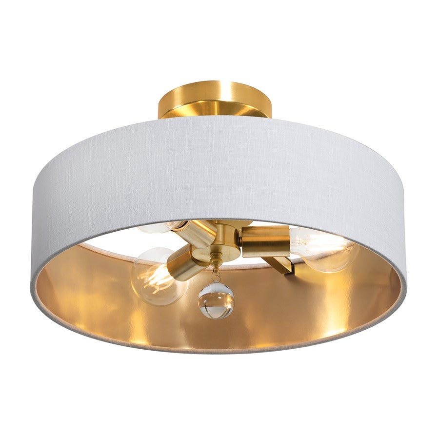 3 Light 18" Pendant, Brass