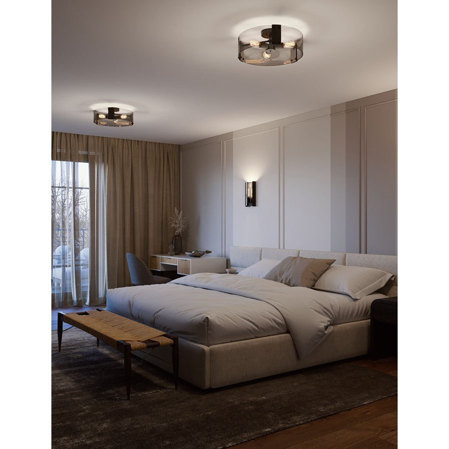 AFX Lighting Dana 3LT 18" Semi Flush Mount, Black/120V/Smoke