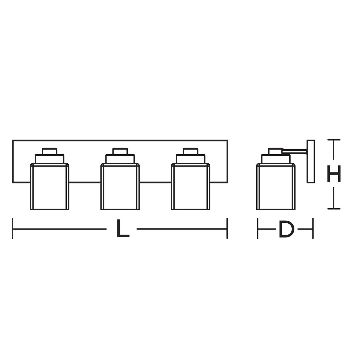 AFX Donovan 24in 3-Light Vanity Light | Modern Black and White Glass | Bathroom & Powder Room | 24 x 6.5 x 7.75 in | Model DOVV2408MBBK