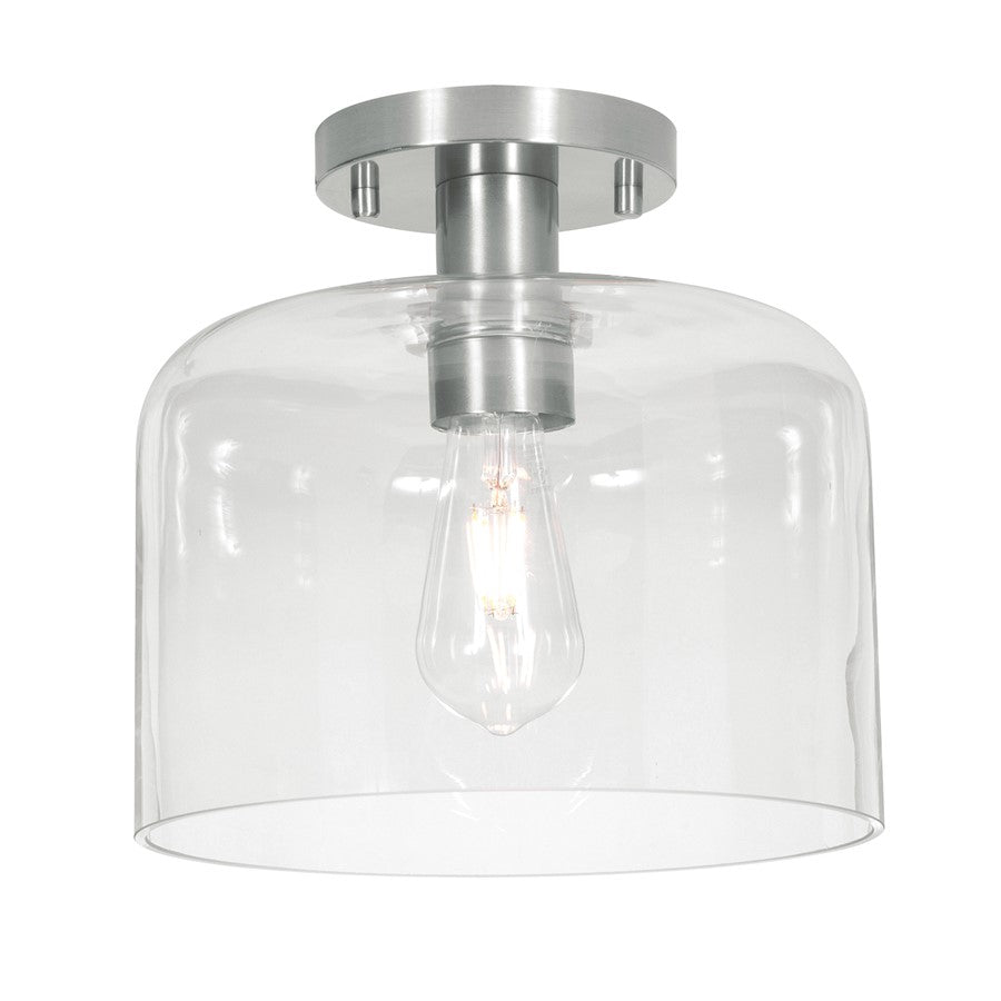 AFX Lighting Elsa 1 Light 10" Flush Mount, Satin Nickel/Clear - ESAC10MBSN