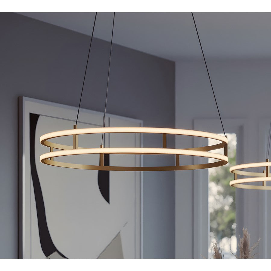AFX Lighting Gemini 2LT 24'' LED Pendant, Gold/White