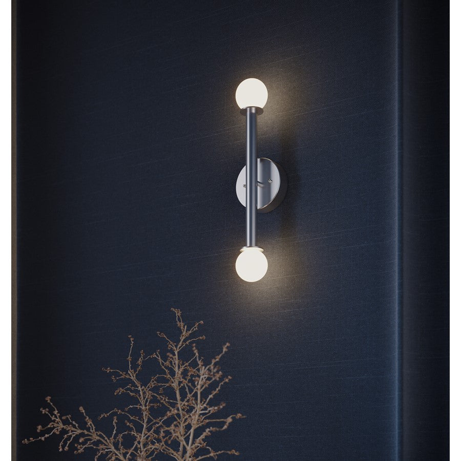 AFX Lighting Lane 2 Light Sconce, Satin Nickel/White
