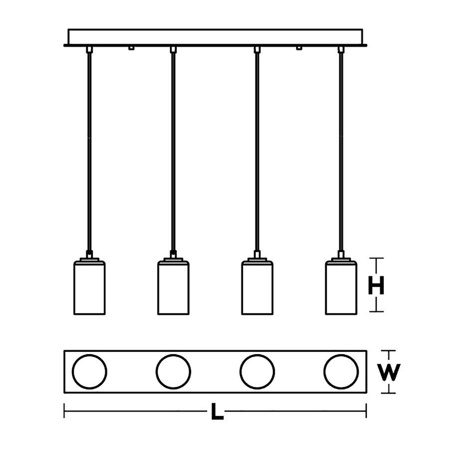 AFX Lighting Leo 4 Light Black Pendant, Black/White