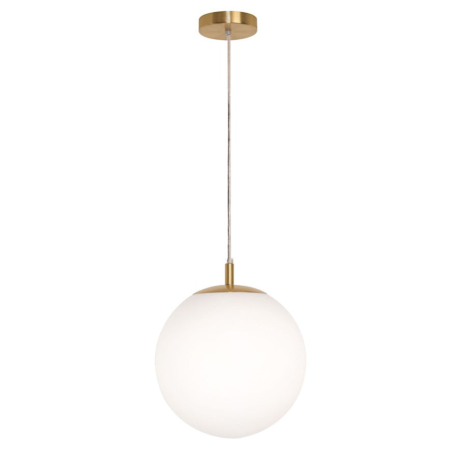 AFX Lighting Loretto 12in 1-Light Pendant | Transitional Satin Brass and White Glass | Kitchen Island & Dining Room | Model LRTP11MBSB