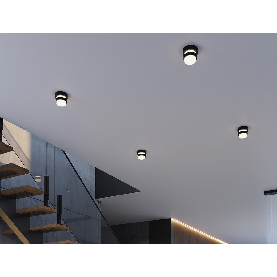 AFX Lighting Miami 1 Light Flush Mount, Black/White