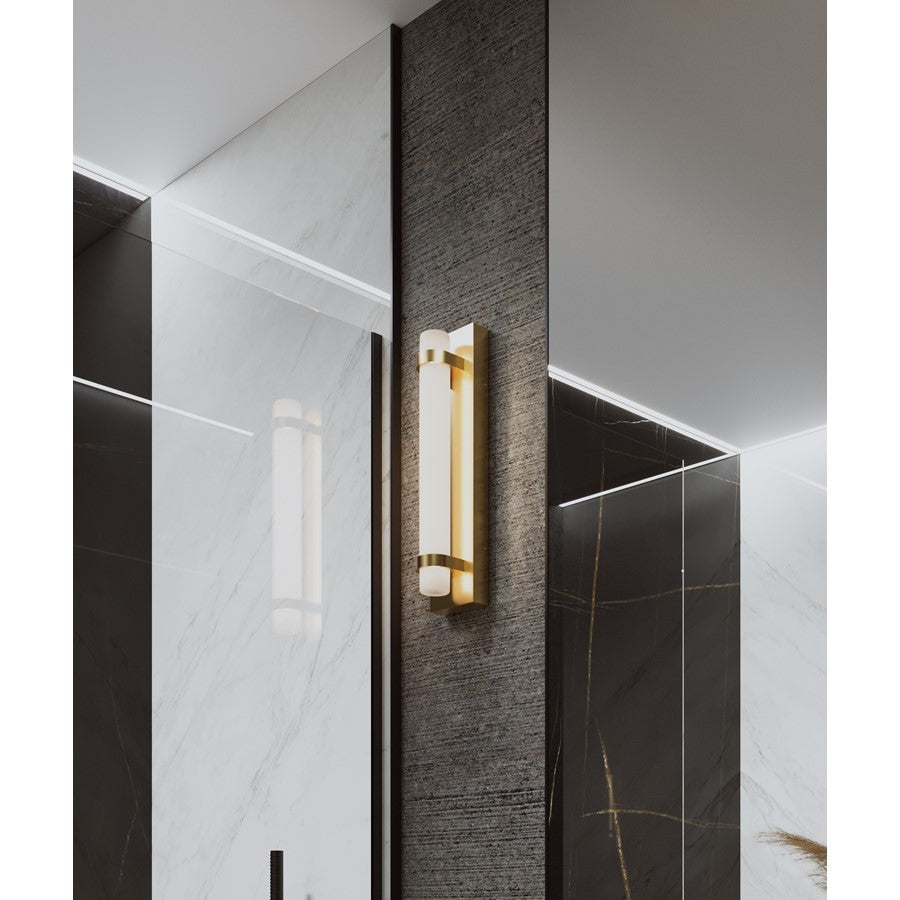 AFX Lighting Miami 1 Light 18" Vanity, Antique Brass/White