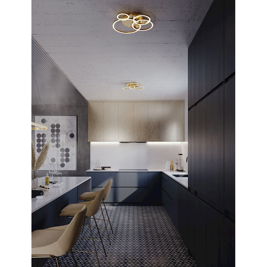 AFX Lighting Orbit 4Lt 24" Semi-Flushmount, Brass/Frosted