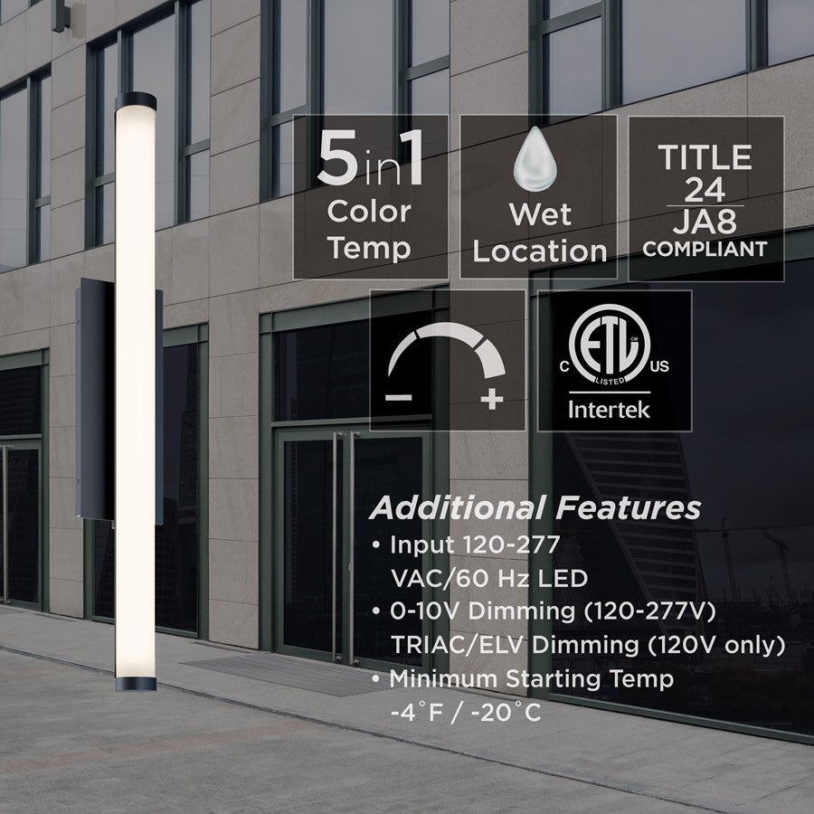 AFX Lighting Path 1Lt 36" LED Outdoor Sconce, Black/Frosted
