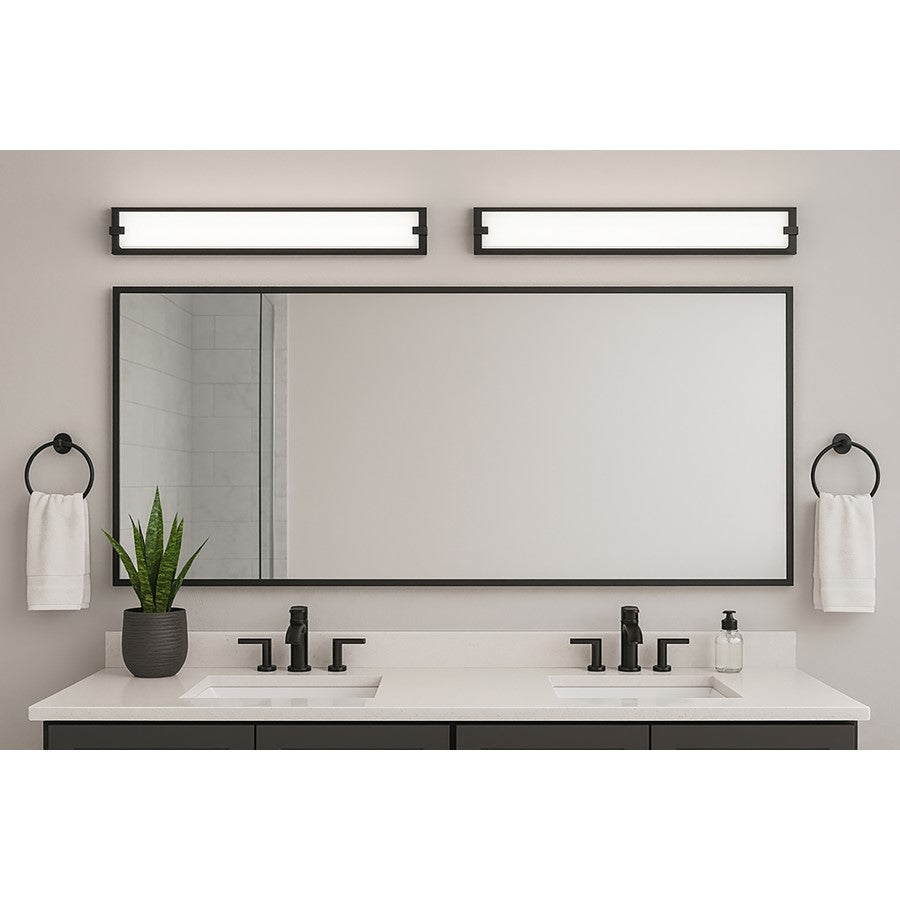 AFX Lighting Sinclair 1 Light 24" LED Vanity Light, Black/White
