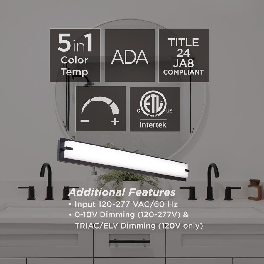 AFX Lighting Sinclair 1 Light 36" LED Vanity Light, Black/White