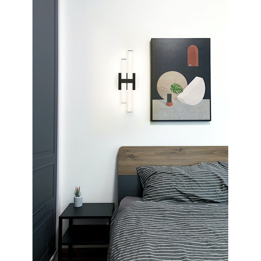 2 Light 18" Bathroom Vanity Light, Matte Black