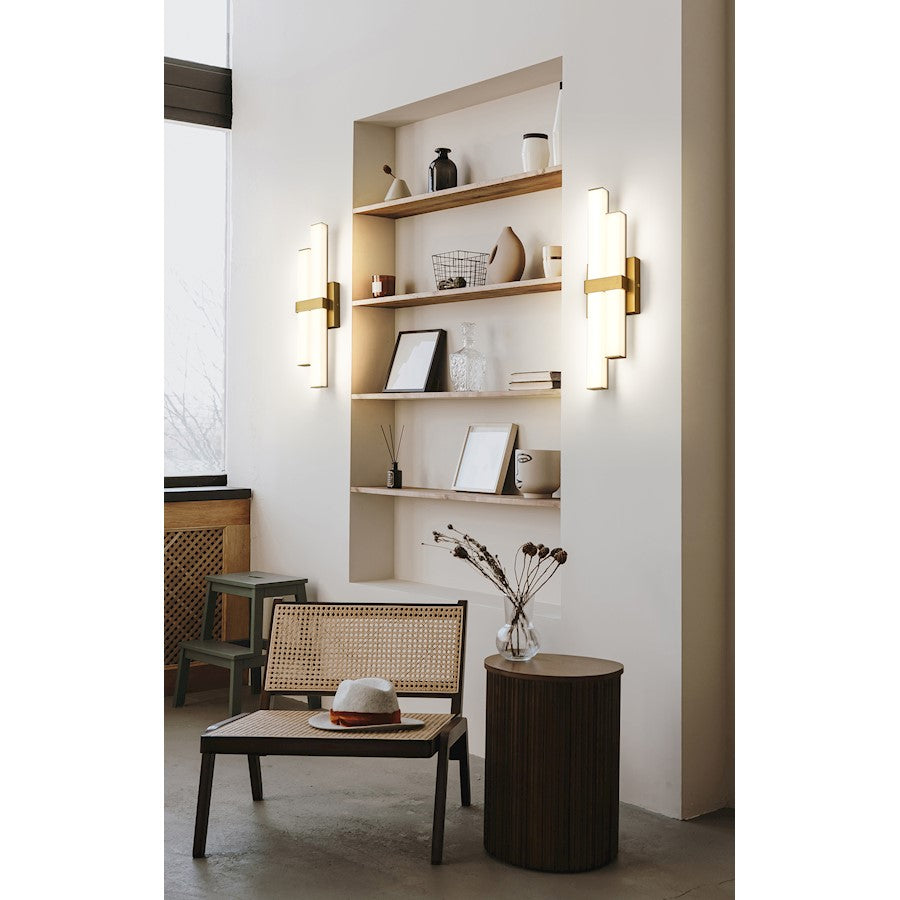 2 Light 18" Bathroom Vanity Light, Modern Gold