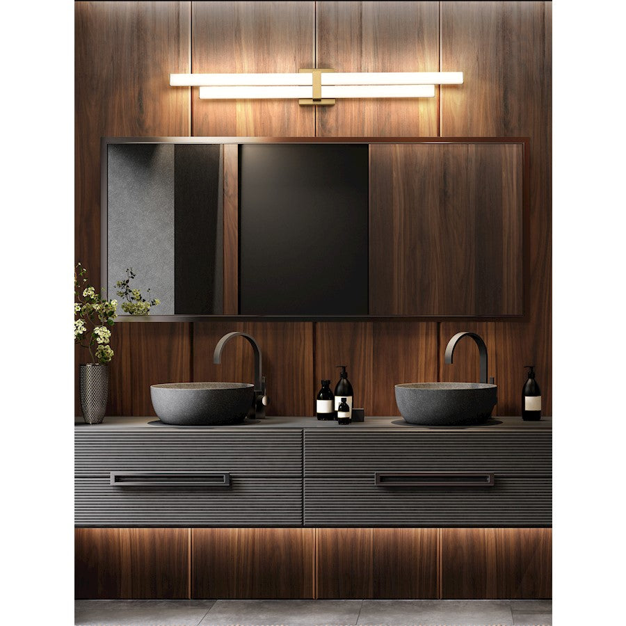 2 Light 40" Bathroom Vanity Light, Modern Gold
