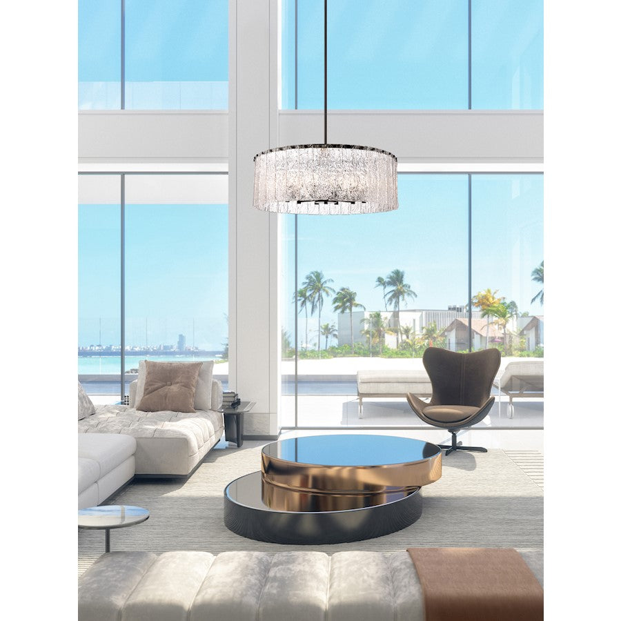 Z-Lite Glacier 27in 10-Light Pendant | Architectural Modern Gold Steel and Clear Glass | Foyer & Dining Room | 27 x 27 x 11 in | Model 1943P26-MGLD