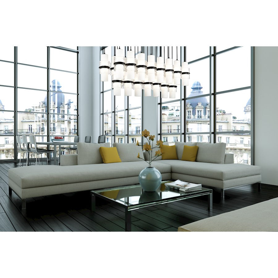 3 Light Linear Chandelier, Black