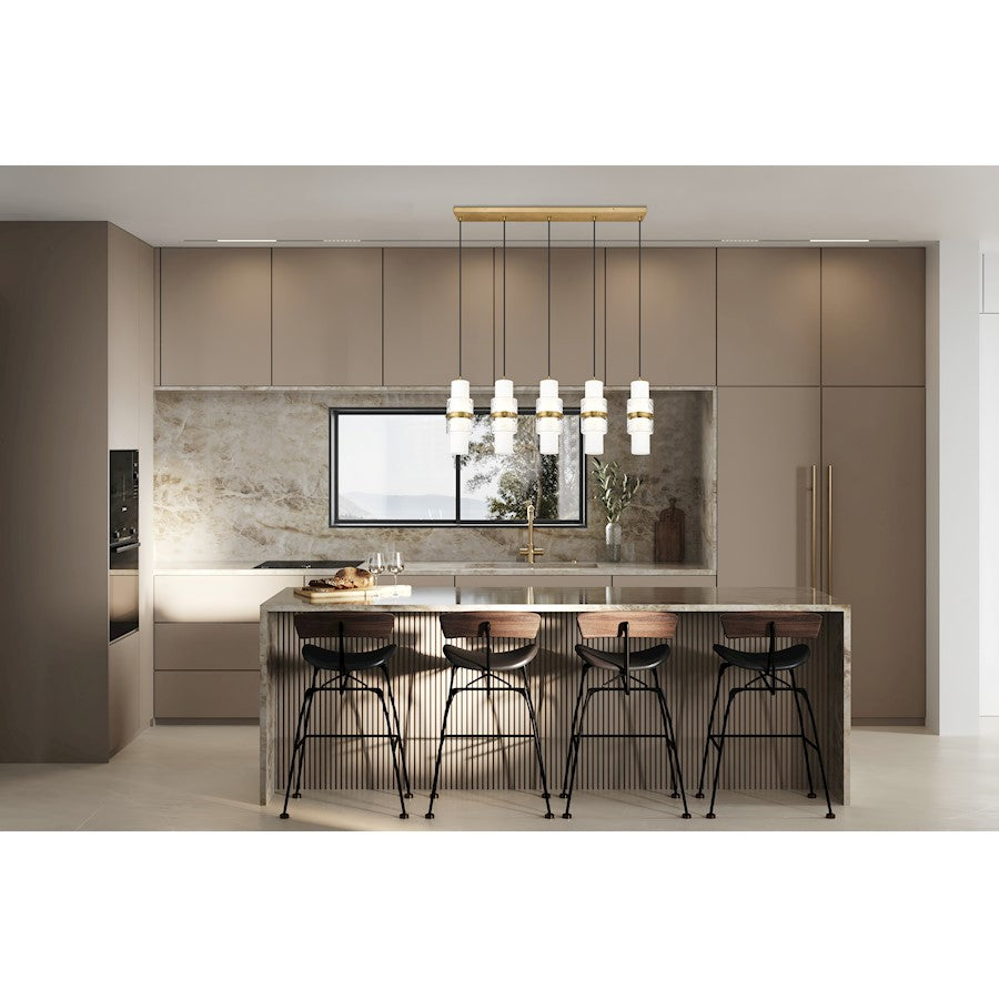 5 Light Linear Chandelier, Gold