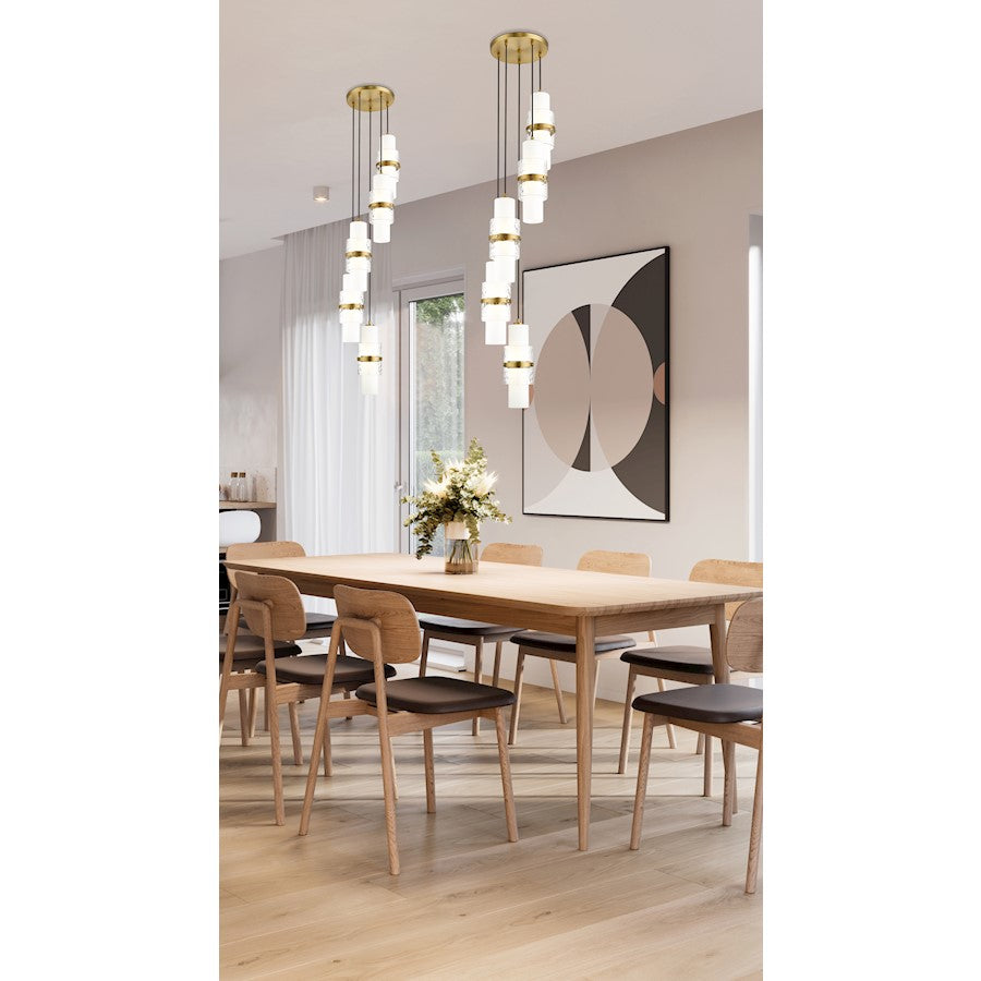 5 Light Chandelier, Modern Gold