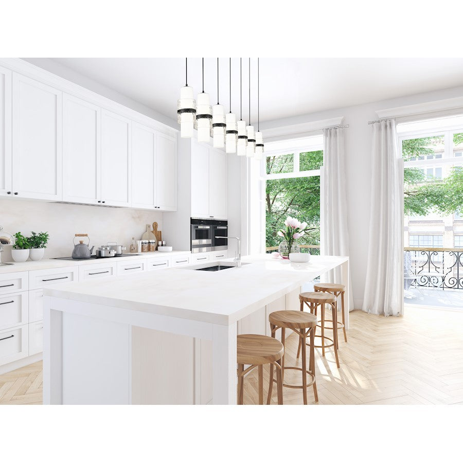 7 Light Linear Chandelier, Black