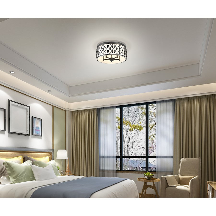 Z-Lite Harden 5 Light Flush Mount, Matte Black/White