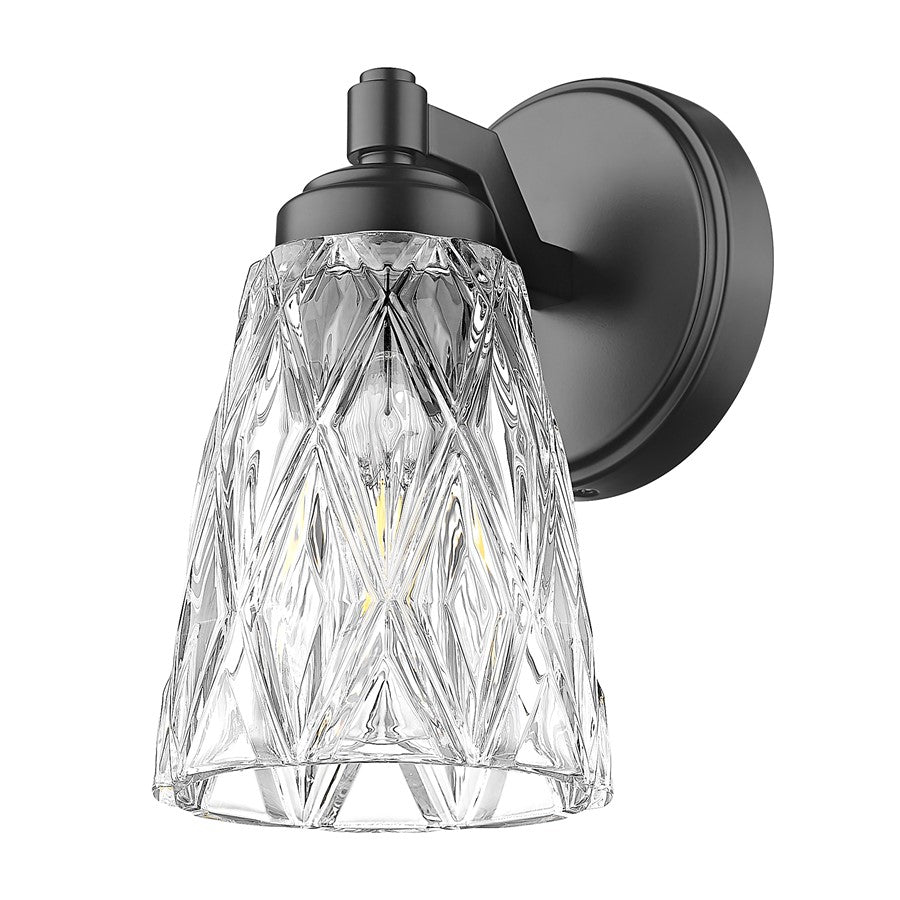 Z-Lite Andree 1 Light Wall Sconce, Matte Black/Clear