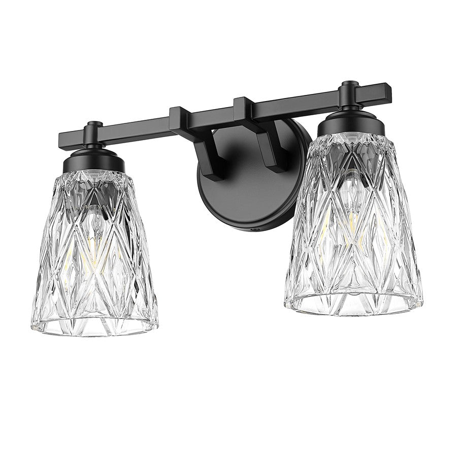 Z-Lite Andree 2 Light Vanity, Matte Black/Clear