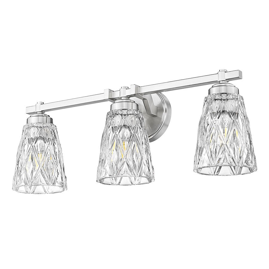 Z-Lite Andree 3 Light Vanity, Brushed Nickel/Clear