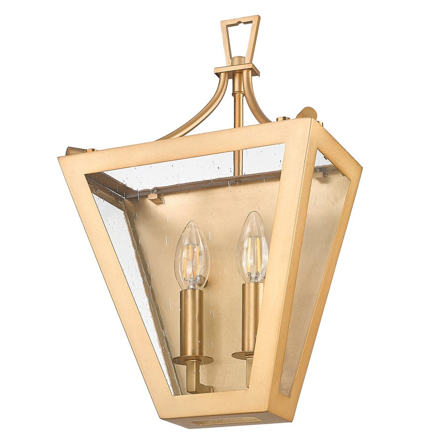 Z-Lite Montalcino 2 Light Wall Sconce, Rubbed Brass/Clear Seedy