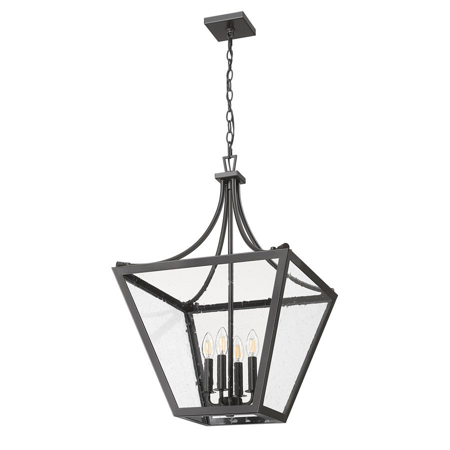 Z-Lite Montalcino 4 Light Chandelier, Iron Ore/Clear Seedy