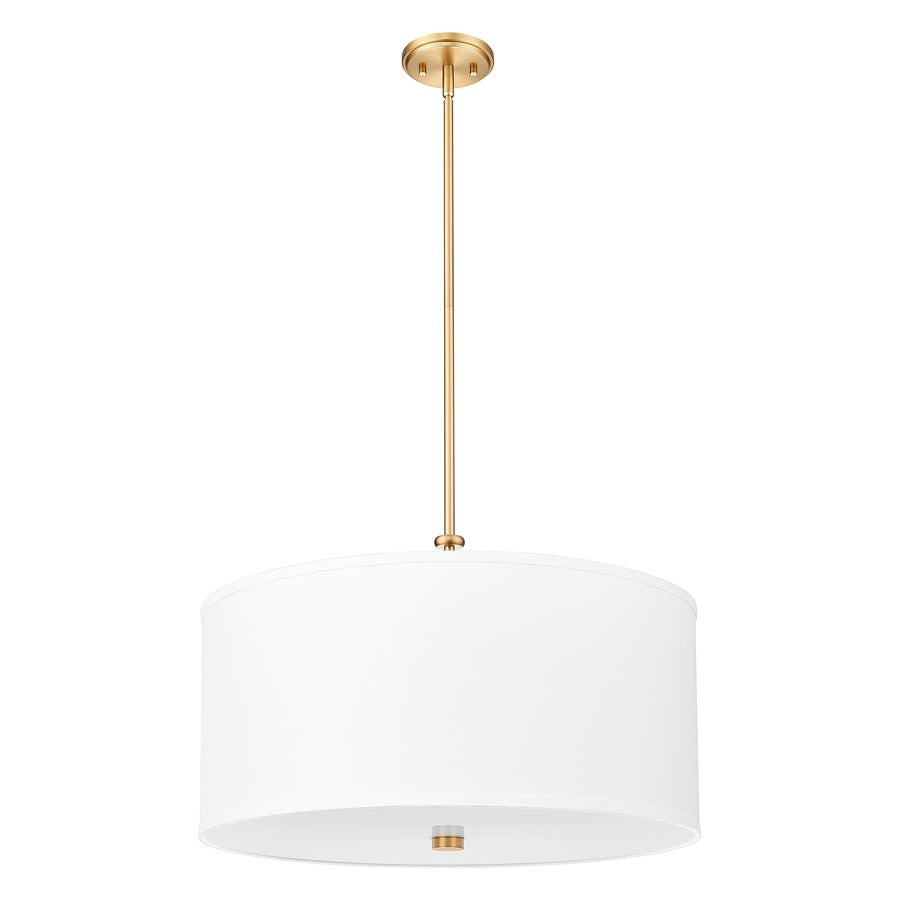 Z-Lite Linden 1 Light 24" Pendant, Modern Gold/White