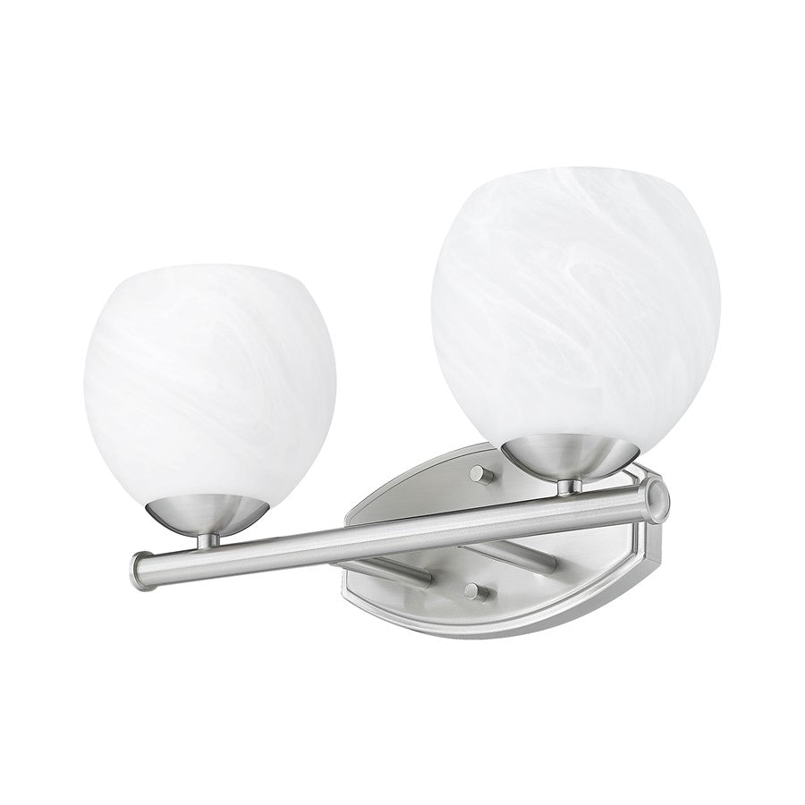 Z-Lite Colette 2 Light Vanity, Brushed Nickel/Feathered White