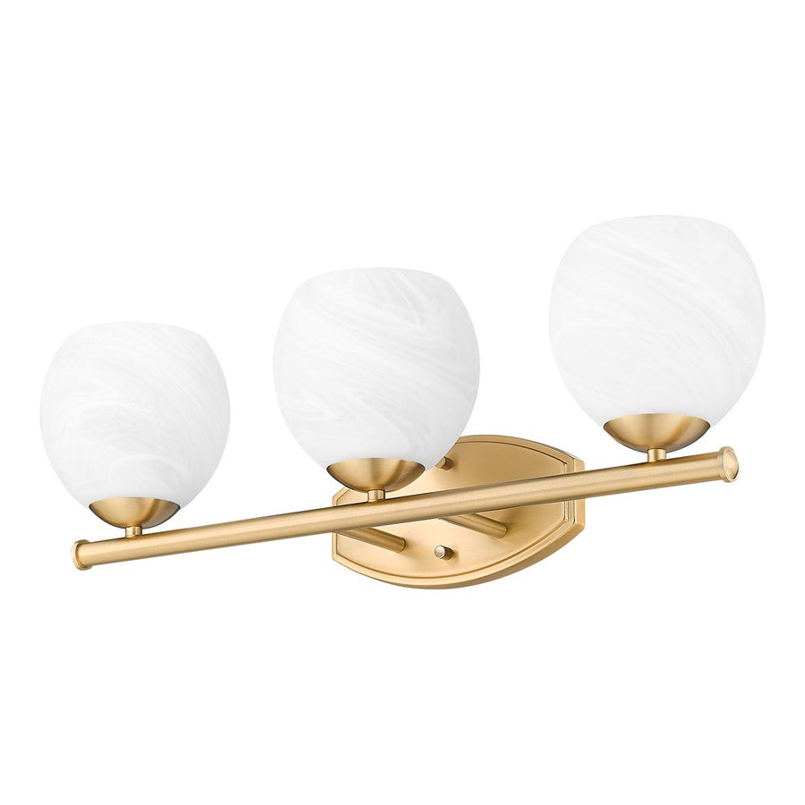 Z-Lite Colette 3 Light Vanity, Modern Gold/Feathered White