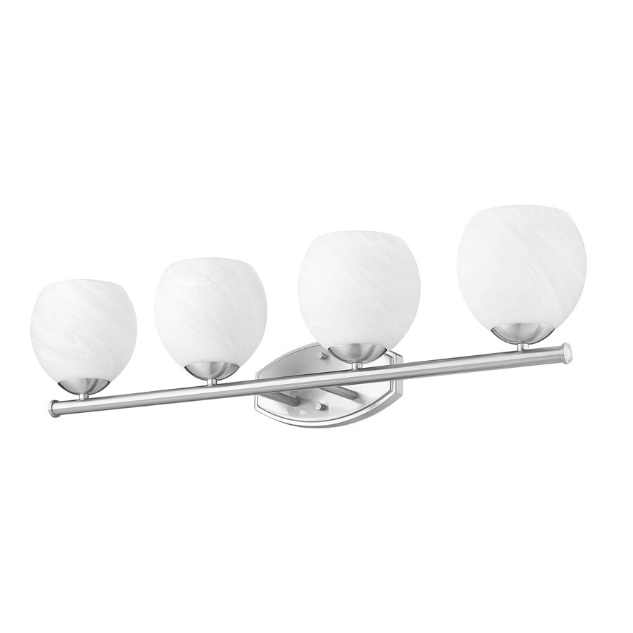 Z-Lite Colette 4 Light Vanity, Brushed Nickel/Feathered White