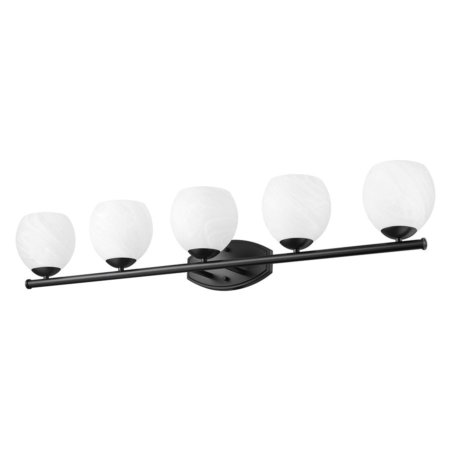 Z-Lite Colette 5 Light Vanity, Matte Black/Feathered White